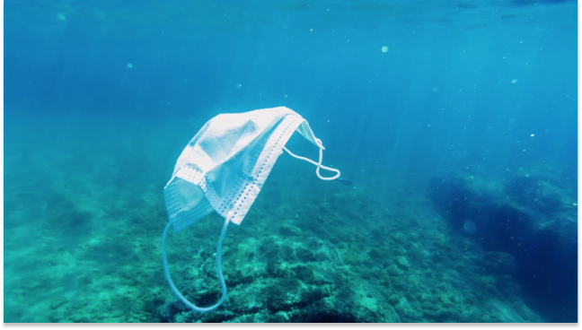 Cubrebocas tirados en las playas y en el mar del Caribe mexicano